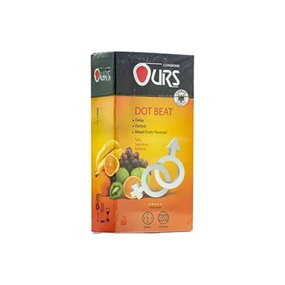 کاندوم تاخیری خاردار چند میوه اورز مدل Dot Beat بسته 12 عددی